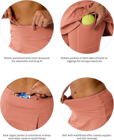 تنورة MEIVSO النسائية ذات الثنيات للتمرين والتنس كابري الرياضية النشطة ذات التنورة الضيقة والجري مع جيوب in Kuwait