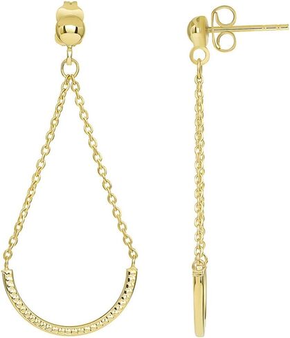 14k Yellow Gold Open Teardrop Rolo Chain Drop Earrings with Friction Back in Saudi Arabia