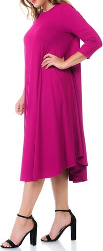 Pastel by Vivienne Women's Swing Three-Quarter Sleeve Midi Dress Plus Size Casual Formal in Kuwait