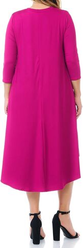 Pastel by Vivienne Women's Swing Three-Quarter Sleeve Midi Dress Plus Size Casual Formal in Kuwait