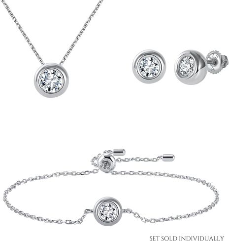 مجوهرات Adora الجميلة من الذهب الأصفر عيار 18 قيراط أو 925 مطلي بالروديوم مويسانيتي مع إطار من الألماس مجموعة أقراط أو سوار أو قلادة | 0.50 إلى 1.0 قيراط in Kuwait