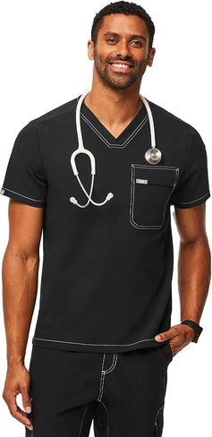 قميص FIGS Leon Cargo Scrub للرجال - مقاس مخصص، رقبة على شكل حرف V عصرية، جيب على الصدر، مطاط في 4 اتجاهات - حصريًا لأمازون in Kuwait