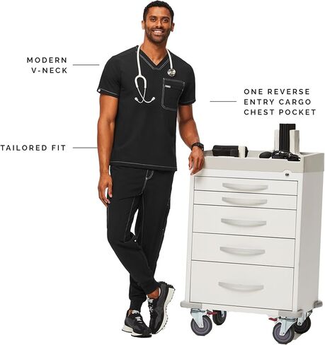 قميص FIGS Leon Cargo Scrub للرجال - مقاس مخصص، رقبة على شكل حرف V عصرية، جيب على الصدر، مطاط في 4 اتجاهات - حصريًا لأمازون in Kuwait