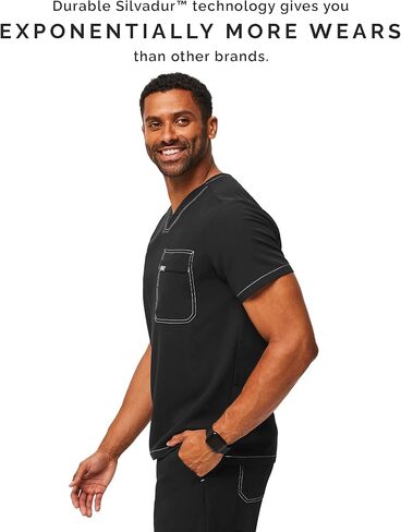 قميص FIGS Leon Cargo Scrub للرجال - مقاس مخصص، رقبة على شكل حرف V عصرية، جيب على الصدر، مطاط في 4 اتجاهات - حصريًا لأمازون in Kuwait