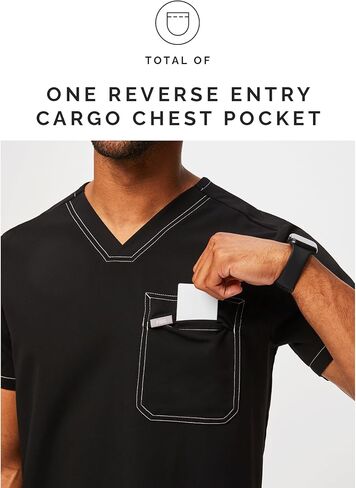 قميص FIGS Leon Cargo Scrub للرجال - مقاس مخصص، رقبة على شكل حرف V عصرية، جيب على الصدر، مطاط في 4 اتجاهات - حصريًا لأمازون in Kuwait