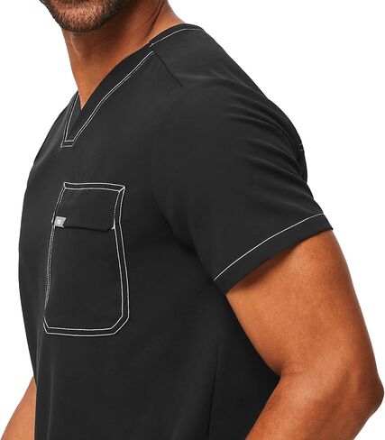 قميص FIGS Leon Cargo Scrub للرجال - مقاس مخصص، رقبة على شكل حرف V عصرية، جيب على الصدر، مطاط في 4 اتجاهات - حصريًا لأمازون in Kuwait