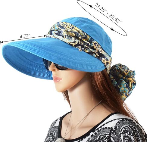 قبعات KXF الشمسية للنساء للحماية من الشمس، قبعة شاطئ صيفية واسعة الحواف قابلة للطي مع جزء علوي قابل للفصل in Kuwait