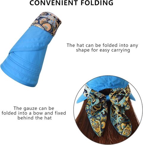 قبعات KXF الشمسية للنساء للحماية من الشمس، قبعة شاطئ صيفية واسعة الحواف قابلة للطي مع جزء علوي قابل للفصل in Kuwait