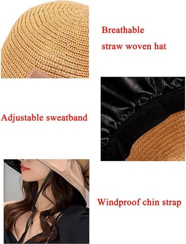 Women's Sun hat Foldable Straw hat Breathable Sun hat Travel Cycling Beach Suitable (Khaki) in Saudi Arabia