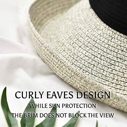URSFUR Women Sun Wide Brim Straw Panama Hat Fedora Beach Roll up Cap UPF50+ in Saudi Arabia
