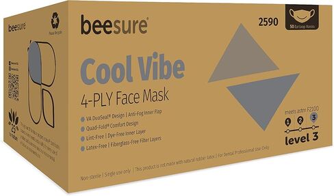 قناع الوجه كول فايب من بي شور BE2590case، رمادي (علبة بها 400 قطعة) in Kuwait