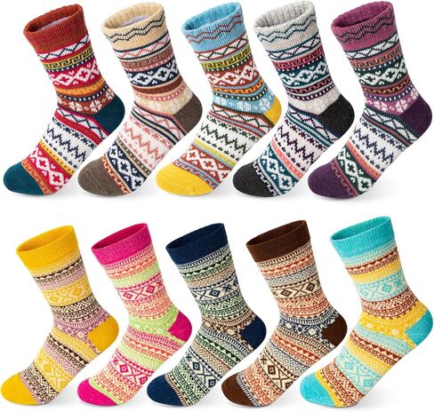 10 أزواج/5 أزواج من الجوارب الشتوية للنساء من CNCHUROU، اختيار جيد لهدايا عيد الميلاد أو الكريسماس، مقاس واحد. in Kuwait