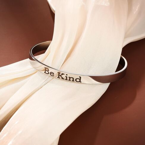 ZOVOLI Be Kind of A bicth سوار للنساء، أساور من الفولاذ المقاوم للصدأ محفورة يدويًا سوار فضي ملهم هدايا مجوهرات ملهمة للفتيات in Saudi Arabia