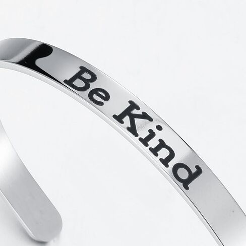 ZOVOLI Be Kind of A bicth سوار للنساء، أساور من الفولاذ المقاوم للصدأ محفورة يدويًا سوار فضي ملهم هدايا مجوهرات ملهمة للفتيات in Saudi Arabia