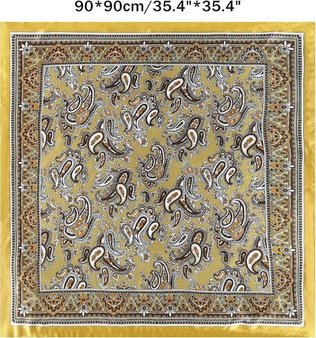 GERINLY 35 Inch Wild Rag Cowboy Scarves for Men, Large Rancher Neckerchief Silk Feel, Oversize Western Bandana in Saudi Arabia