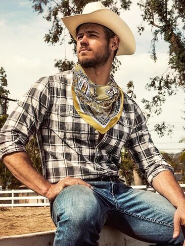 GERINLY 35 Inch Wild Rag Cowboy Scarves for Men, Large Rancher Neckerchief Silk Feel, Oversize Western Bandana in Saudi Arabia