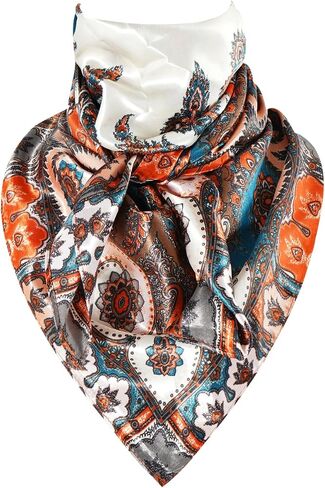 GERINLY 35 Inch Wild Rag Cowboy Scarves for Men, Large Rancher Neckerchief Silk Feel, Oversize Western Bandana in Saudi Arabia