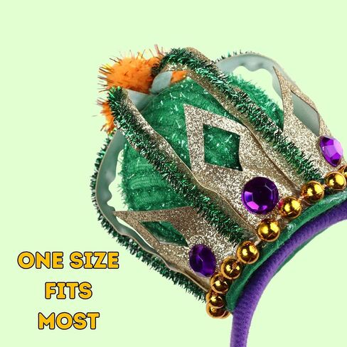 عصابة رأس Needzo Mardi Gras، إكسسوار كرنفال باللونين الأرجواني والأخضر والذهبي، حفلة تحت عنوان، مقاس واحد يناسب الجميع in Saudi Arabia