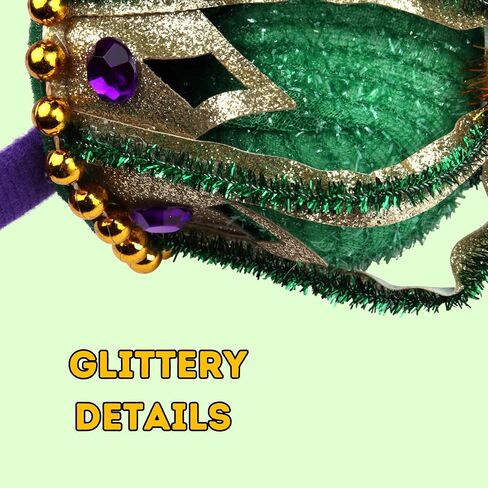عصابة رأس Needzo Mardi Gras، إكسسوار كرنفال باللونين الأرجواني والأخضر والذهبي، حفلة تحت عنوان، مقاس واحد يناسب الجميع in Saudi Arabia
