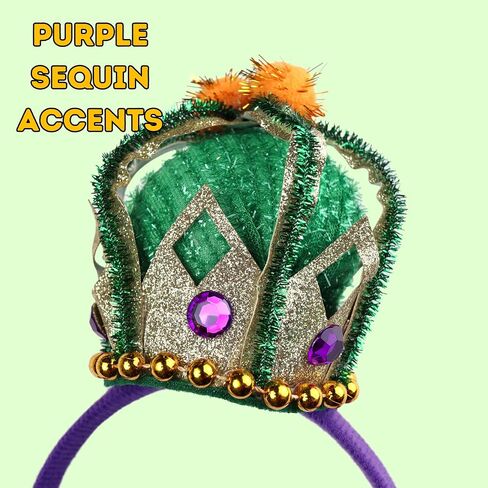 عصابة رأس Needzo Mardi Gras، إكسسوار كرنفال باللونين الأرجواني والأخضر والذهبي، حفلة تحت عنوان، مقاس واحد يناسب الجميع in Saudi Arabia