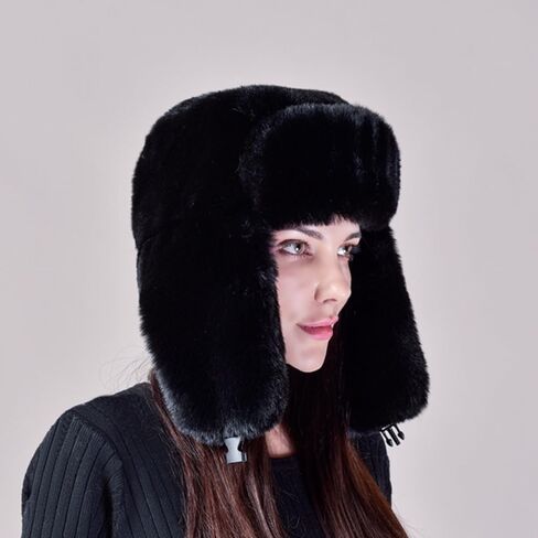 Bomnwake Women's Winter Faux Fur Hat Comfortable and Warm Plush Ushanka Russian Hat Windproof Full Cap Ear Cap Cold Resistant in Saudi Arabia