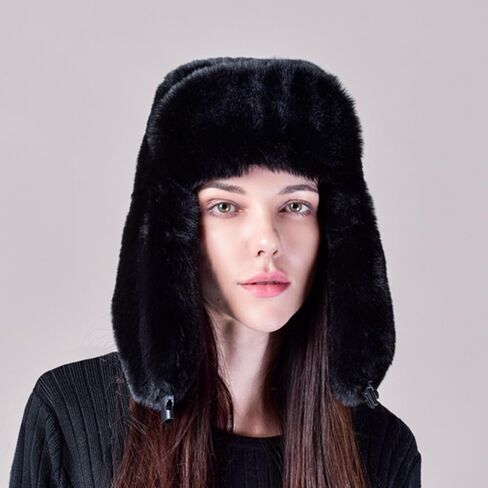 Bomnwake Women's Winter Faux Fur Hat Comfortable and Warm Plush Ushanka Russian Hat Windproof Full Cap Ear Cap Cold Resistant in Saudi Arabia