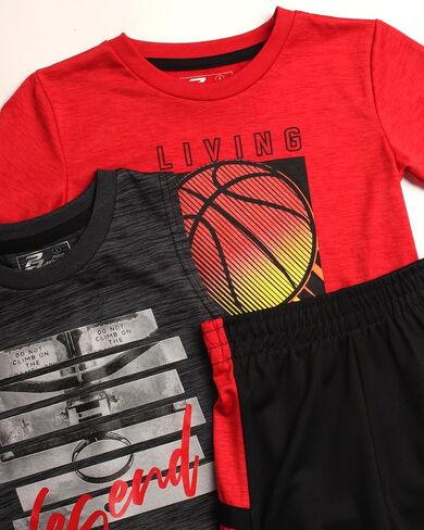 طقم شورت للأولاد من Pro Athlete - تي شيرت بأكمام قصيرة وقميص بدون أكمام وشورت من 3 قطع - طقم ملابس رياضية للأولاد (2T-7) in Kuwait