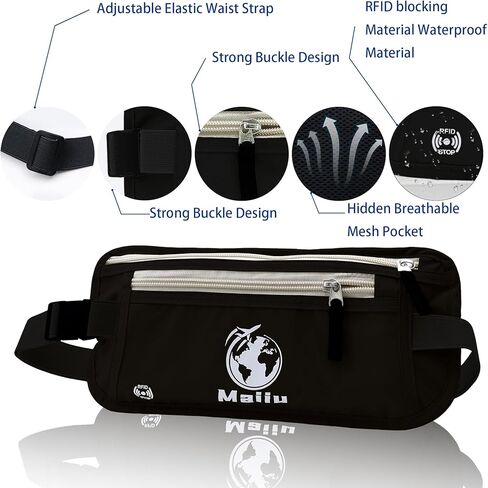 Travel Money Belt- RFID Blocking Travel Wallet- Slim Passport Holder to Protect Cash, Credit Cards and Phones- Travel Pouch for Men and Women (Ash Gray) in Kuwait