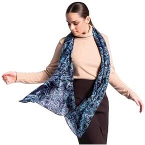 Mainie Night Ceremony Wool Scarf for Women, Australian Aboriginal Art Print, Merino Wool Scarves for Women Fashion, Rectangle Long Lightweight Head Wool Scarf for Winter Warm in Saudi Arabia