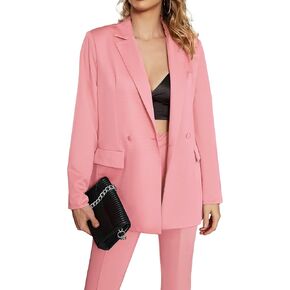 EXTRO&VERT Women Blazer Oversized Long Sleeve Lapel Button Boyfriend Casual Office Suit Jacket
