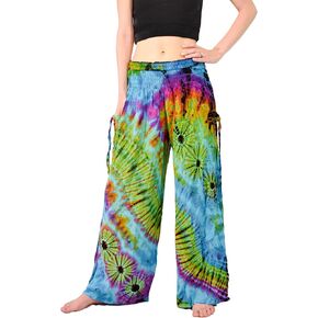 بنطال Orient Trail نسائي واسع الساق مصبوغ على البارد من Palazzo Yoga Tie Dye
