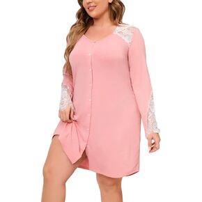 قمصان نوم FINIZO للنساء بأزرار سفلية وقمصان نوم قصيرة الأكمام وملابس نوم ناعمة in Kuwait