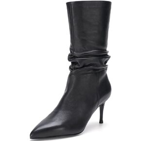 BUPNUOM Women's Calf Boots，Fashion Boots for Women, Comfortable Stiletto High Heel Boots with Zipper