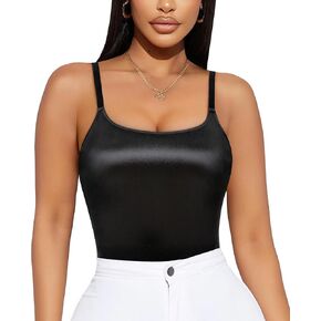 CtriLady Women Sleeveless Leotard Backless Square Neck Tank Tops Double Line Slim Fit Bodysuit Thong Jumpsuits Clubwear