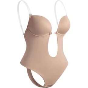 Gasin Women's Sexy Lingerie - V Open Back - Invisible Shoulder Strap - Bra Bodysuit - Evening Dress Bodysuit