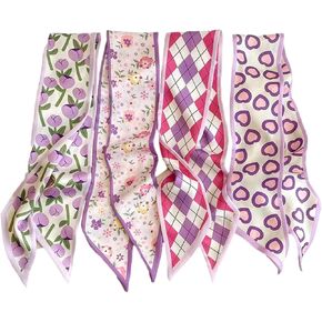 QTMY 4 Pack Purse Scarf for Bags Silk Head Scarf for Hair Handbag Women Scarfs Band Hair Neck Scarves Fashion Gifts,12 in Kuwait
