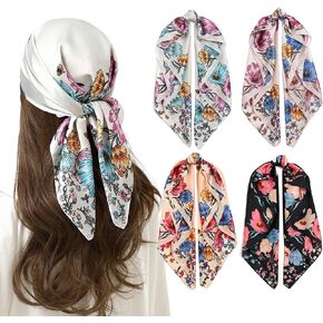 STARWHISPER 27" Square Head Scarf for Women Silk Feeling Satin Scarf Women Fashion Silk Scarf for Wrapping Hair in Kuwait