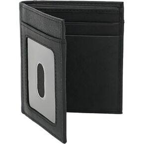 محفظة AG Wallets جلدية رفيعة بتقنية RFID وحامل بطاقات، وفتحتان لبطاقة الهوية، وفتحات متعددة لبطاقات الائتمان، ومقصورة واحدة للفواتير (BlackNapa) in Kuwait