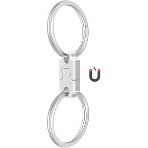 JEINAPA Aluminum Magnetic Quick Release Keychain, Pull Apart Detachable Keychain Heavy Duty Car Key Holder with 2 Key Rings
