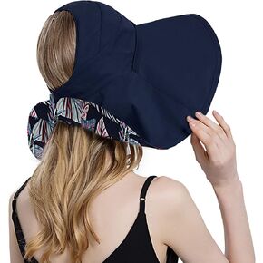 قبعة شمسية نسائية عالية ذيل حصان للحماية من الأشعة فوق البنفسجية بحافة واسعة للشاطئ، قبعة سفر صيفية قابلة للعكس وقابلة للطي in Kuwait