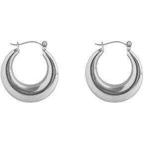 Gold Oval Hoop Earrings for Women Girls 925 Sterling Silver Post Stud Hypoallergenic Chunky Thick Tube Huggie Small Big Hoops Dangle Drop Lightweight Fashion Jewelry Gifts