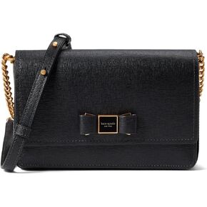 Kate Spade New York Morgan Bow Embellished Saffiano Leather Flap Chain Wallet Black One Size in Saudi Arabia