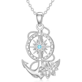 PROESS I'd be Lost without You Compass Necklace for Women Sterling Silver 2023 Inspirational Graduation Nautical Compass Jewelry Gifts for Couple Men