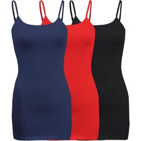 ShezPretty 3-Pack - Women's Basic Cami with Adjustable Spaghetti Straps Tank Top