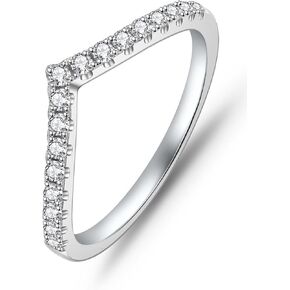 7 Stones Moissanite Anniversary Rings for Women, 0.7 Carat Round Cut Diamond 18K White Gold Plated 925 Sterling Silver Half Eternity Wedding Bands Stackable Ring