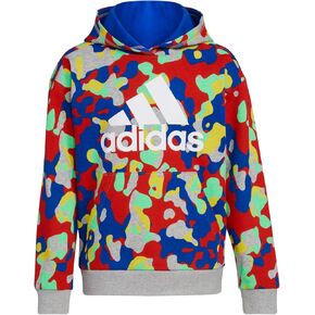 adidas Boys' Chop Pullover Hoodie, Grey Heather with Vivid Red, X-Large in Saudi Arabia
