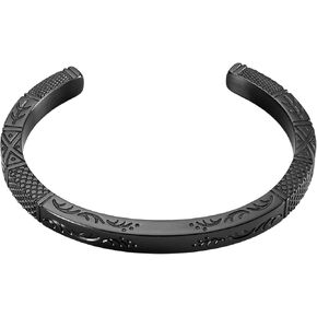 murtoo Viking Bracelets for Men, Stainless Steel Mens Open Cuff Bangle Bracelet, Handmade Carved Inspirational Bracelet Gift for Men Boys Him