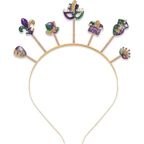 MOLOCH Mardi Gras Headband Glitter Mask Fleur De Lis Crown Hairband Carnival Costume Hair Accessory Gifts in Kuwait