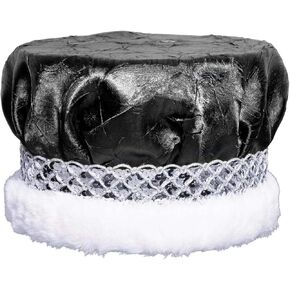 Anderson's Blue Crushed Satin Crown, Silver Sequin Band and Faux Fur, King Crown For Prom, Homecoming, School Dance, Costume, Party, Pageant, Event