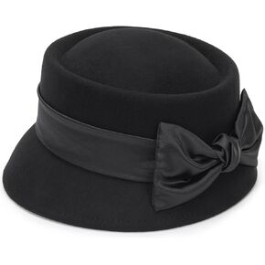 قبعة فطيرة لحم الخنزير الكلاسيكية - قبعة علوية مسطحة ذات حافة قصيرة للنساء والرجال مع شريط فيونكة in Kuwait